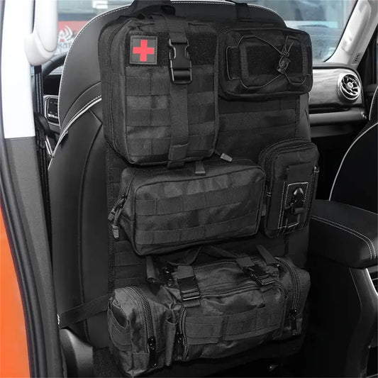 Universal Tactical Seat Back Organizer, Car Seat Back Bag, Vehicle Panel Protector Organizer with 5 Different Size Detachable Molle Pouch, Fits for Jeep, Truck, SUV, Etc Accessories Car Accessories for Women Car Accessories I