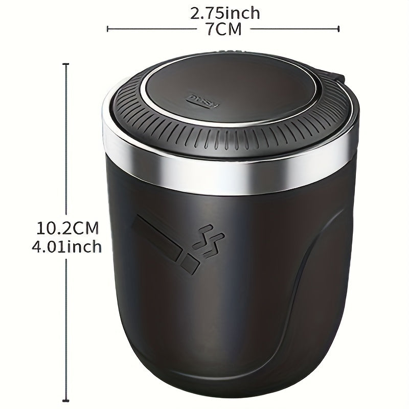 [LED Car Ashtray Set] Automatic Guide Rail LED Car Ashtray Set (1pc Ashtray + 1pc Brush) - Detachable Cleaning Brush, Compact Design, Easy to Install, Car Accessories | Ashtray for Car | Ash Tray for Car