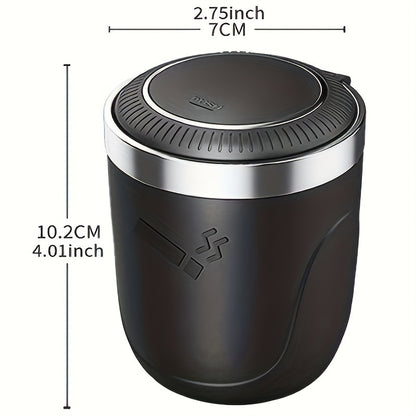 [LED Car Ashtray Set] Automatic Guide Rail LED Car Ashtray Set (1pc Ashtray + 1pc Brush) - Detachable Cleaning Brush, Compact Design, Easy to Install, Car Accessories | Ashtray for Car | Ash Tray for Car