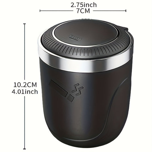 [LED Car Ashtray Set] Automatic Guide Rail LED Car Ashtray Set (1pc Ashtray + 1pc Brush) - Detachable Cleaning Brush, Compact Design, Easy to Install, Car Accessories | Ashtray for Car | Ash Tray for Car