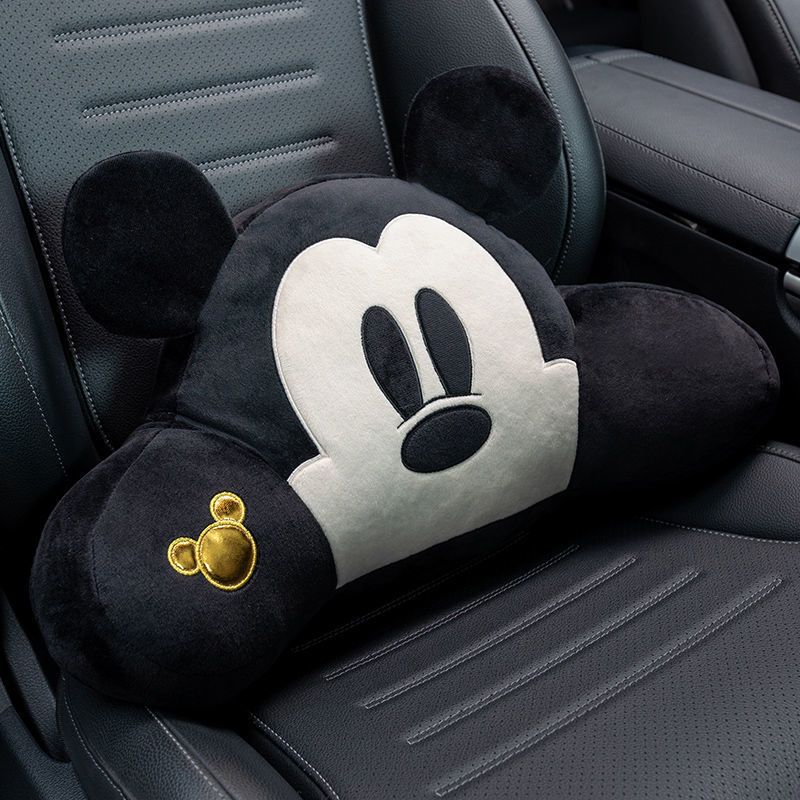 Authorized Cartoon Mouse Car Seat Cushions with Polyester Fiber - Comfort Lumbar Support and Headrest Pillow Set for Soothing Travel Experience, Universal Fit for Girls Lady Car Accessories