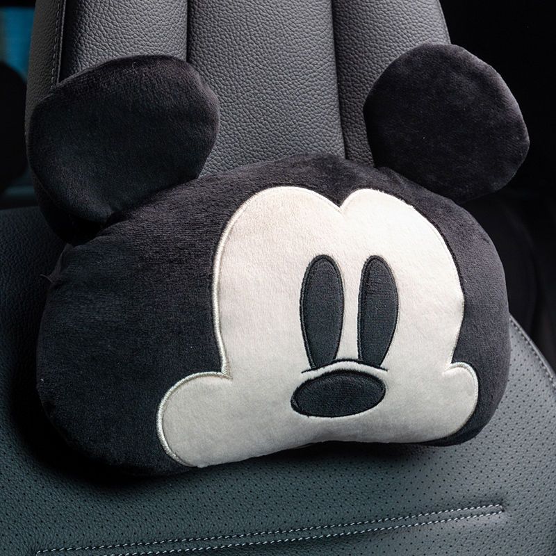 Authorized Cartoon Mouse Car Seat Cushions with Polyester Fiber - Comfort Lumbar Support and Headrest Pillow Set for Soothing Travel Experience, Universal Fit for Girls Lady Car Accessories