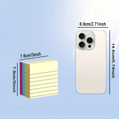 100sheets 4 colors 100-Sheet Line Sticky Notes, 4 Colors, Portable Memo Pads for Students, Office, Home, School - Large & Small, 2 Styles