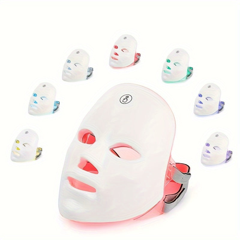 7-Color LED Facial Mask For Home Beauty Device, One-Button Operation With Adjustable Colors, Skin Care Device For Home Use