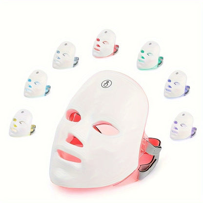 7-Color LED Facial Mask For Home Beauty Device, One-Button Operation With Adjustable Colors, Skin Care Device For Home Use
