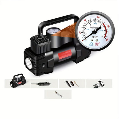 12V 150 PSI Air Compressor Tire Inflator Portable Powerful Dual Cylinder Air Pump, Used For Car Tires, Car Accessories, Automatic Tire Pump, With LED Digital Pressure Gauge, LED Light, Suitable For SUV, Truck, Car, Bicycle, B