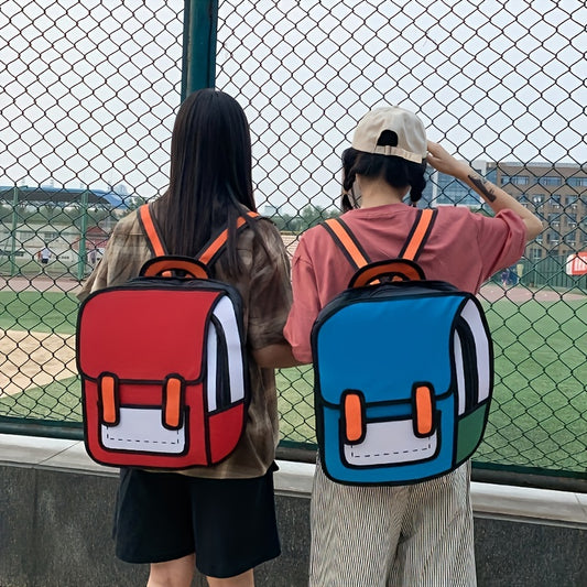 Creative Anime Flap Backpack, Cute Cartoon School Bag, Kawaii Travel Bookbag For Teenagers
