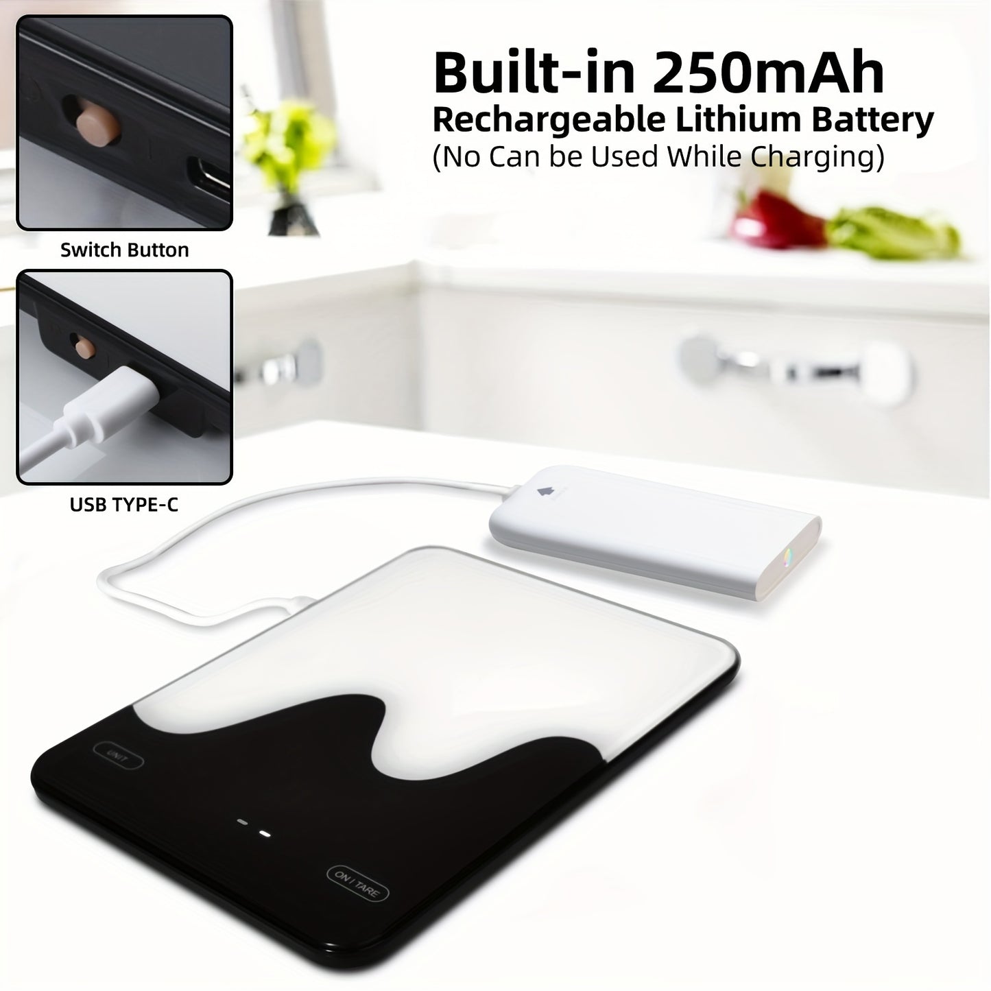 1pc Smart Digital Food Scale with Nutritional Calculator - USB Rechargeable, Grams & Ounces, Ideal for Weight Loss, Keto, Macro, Calorie Tracking, Baking & Meal Prep, 0.1oz/22lb, Diet Management Tool | Modern Kitchen Scale |