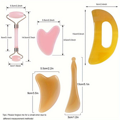 1/2pcs Gua Sha Face Massage Tool Face Roller - Heart Shape Guasha Board Facial Beauty Skin Care Tools - Self Care Gift - Mother's Day Gift