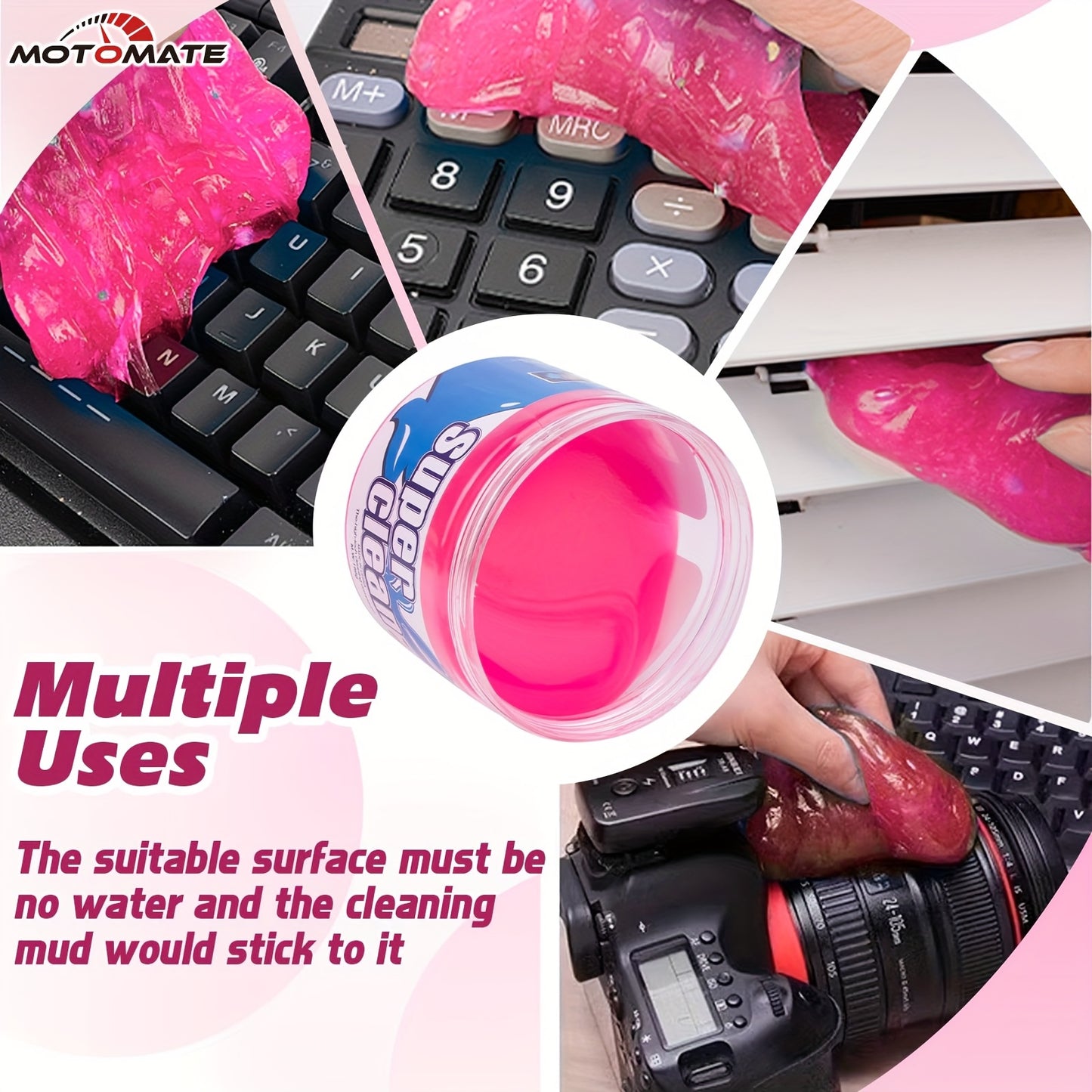 Car Cleaning Gel Detailing Putty Auto Detail Tools Car Interior Cleaner Slime Car Accessories Automotive Kits Keyboard Cleaner Pink/NT WT: 5.6oz (160 gr)