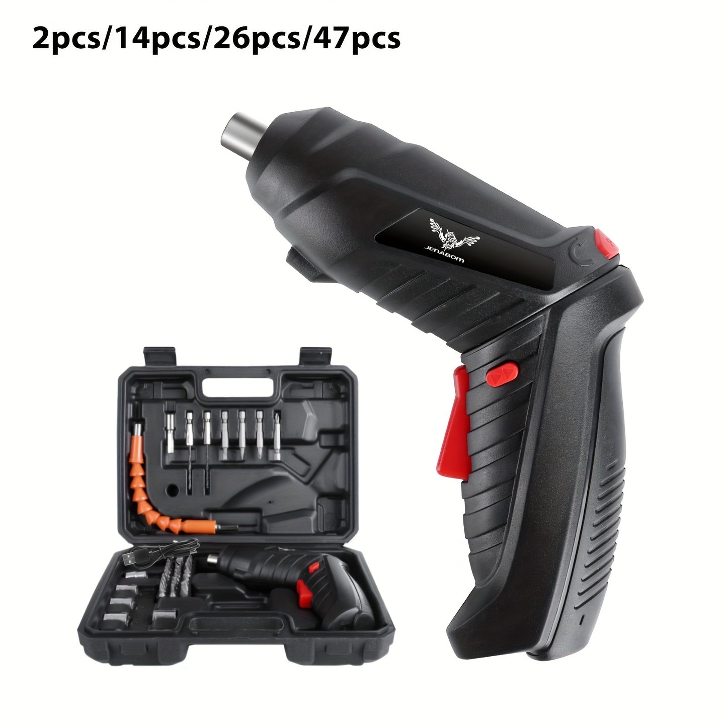 2pcs/14pcs/26pcs/47pcs 3.6V Power Tools Set Household Maintenance Repair 1300mAh Lithium Battery Mini Household Electric Drill