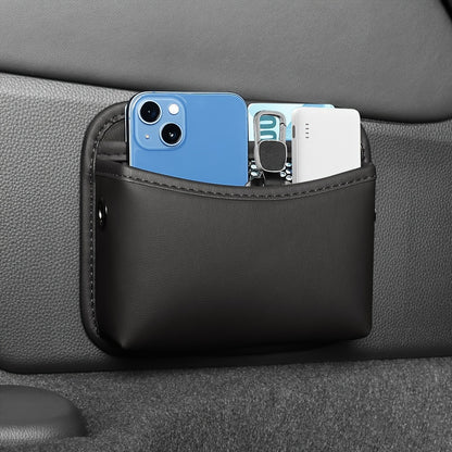 PU Leather Car Side Pocket Organizer - Universal Cell Phone and Sunglasses Holder for Car Seat Gap, Door, Window, Console - Car Accessories Storage Pouch
