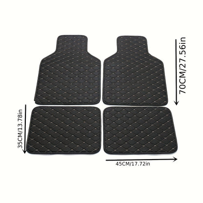 4pcs Universal Waterproof Car Floor Mats - Front & Rear - PU Leather Car Carpet Accessories - Interior Upgrade Car Accessories