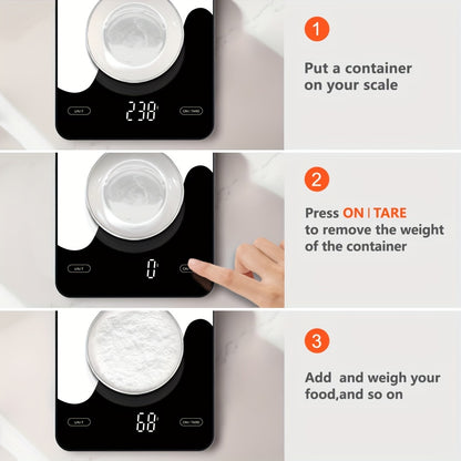 1pc Smart Digital Food Scale with Nutritional Calculator - USB Rechargeable, Grams & Ounces, Ideal for Weight Loss, Keto, Macro, Calorie Tracking, Baking & Meal Prep, 0.1oz/22lb, Diet Management Tool | Modern Kitchen Scale |