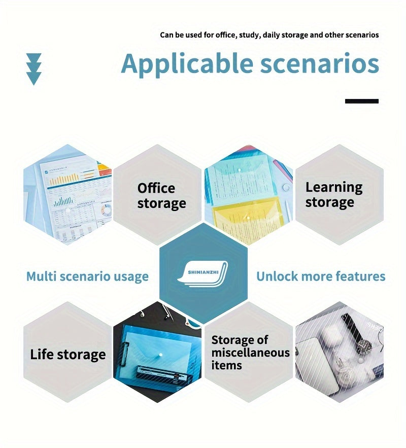 [Colorful Folding File Bags] 5/20/40/60/70/80/90pcs Classic Transparent Colorful Folding File Bags, A4, PP Plastic, for Students, School Supplies