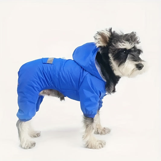 Dog Raincoat, Puppy Pet Clothes, Dog Rain Jumpsuit, Hooded Reflective Warning Costume For Dogs