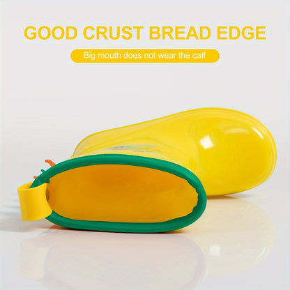 GentleChild Youngsters' Dinosaur Rain Boots - Waterproof, Anti-Slip, Mid-Calf Blue PVC Rain Shoes for Boys & Girls, Ages 1-8, with Cute Cartoon Design & Spikes for Enhanced Grip