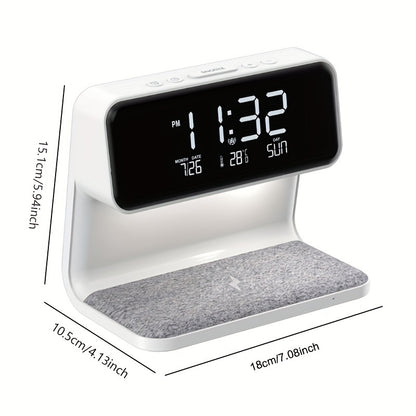 1pc Bedside Lamp Table Lamp With Charging Function Touch Dimmable Light Alarm Clock With Wireless Charger 10 W Night Light With 3 Levels Brightness For Bedroom Living Room Office