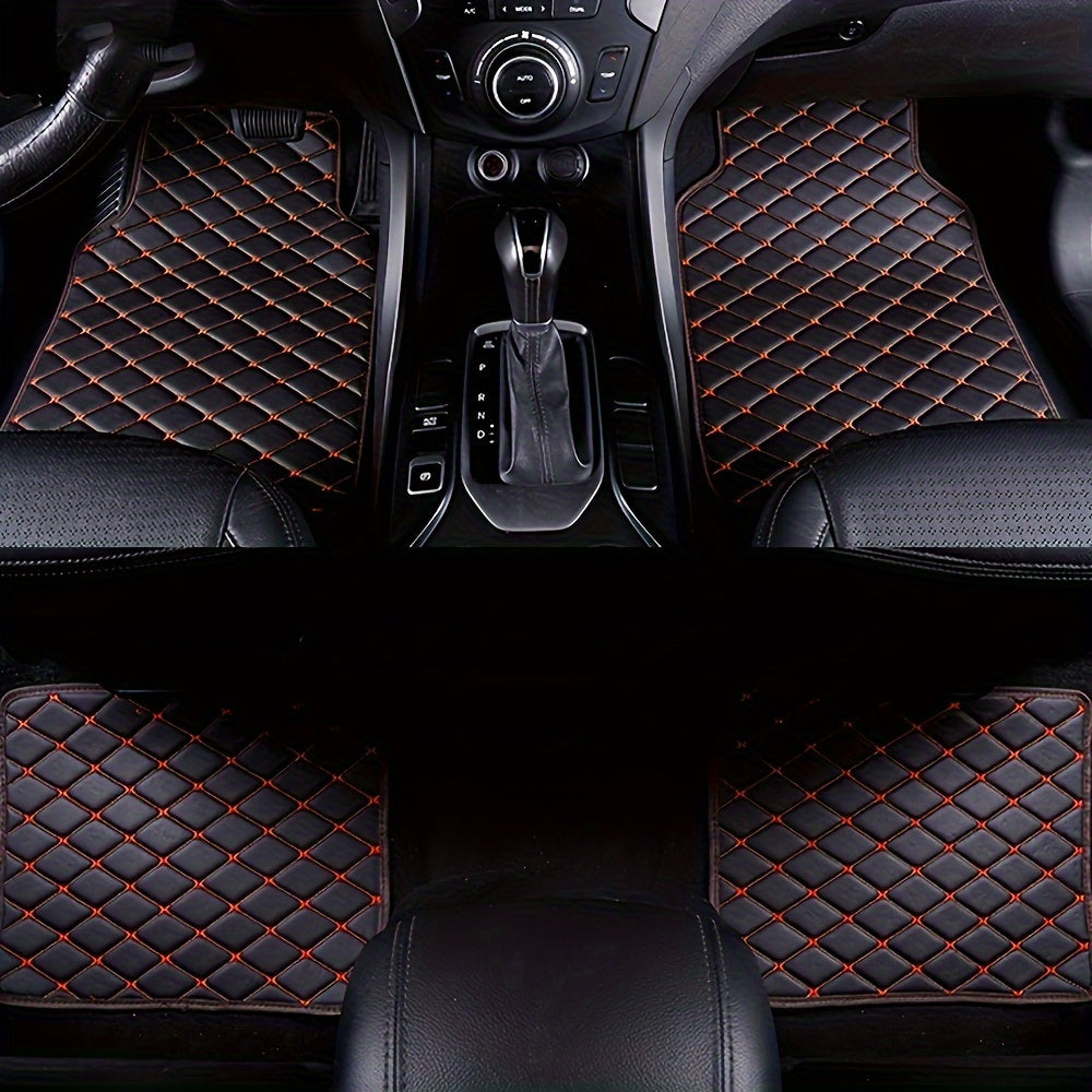 4pcs Universal Waterproof Car Floor Mats - Front & Rear - PU Leather Car Carpet Accessories - Interior Upgrade Car Accessories