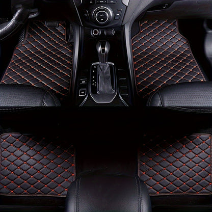 4pcs Universal Waterproof Car Floor Mats - Front & Rear - PU Leather Car Carpet Accessories - Interior Upgrade Car Accessories