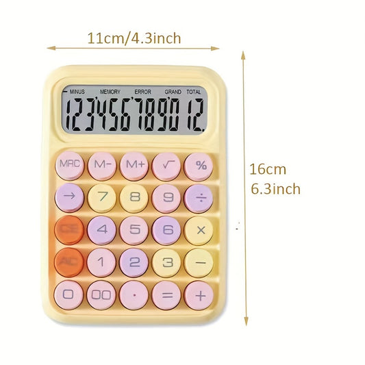 1pc Keyboard Calculator Office 12-digit Mechanical Calculator Cute Candy Color Calculator Color Aesthetic and Big Buttons - Perfect for Office or School Use