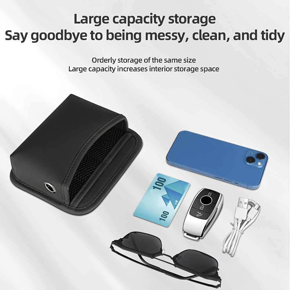 PU Leather Car Side Pocket Organizer - Universal Cell Phone and Sunglasses Holder for Car Seat Gap, Door, Window, Console - Car Accessories Storage Pouch