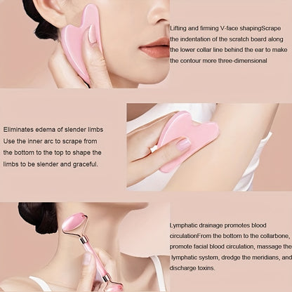 1/2pcs Gua Sha Face Massage Tool Face Roller - Heart Shape Guasha Board Facial Beauty Skin Care Tools - Self Care Gift - Mother's Day Gift