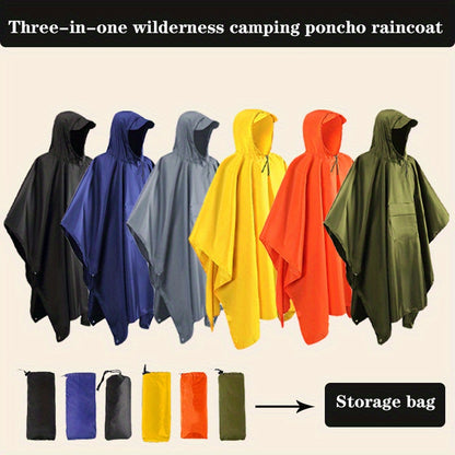 3-in-1 Solid Color Outdoor Labor Protection One-piece Cycling Rain Jacket Rain Poncho