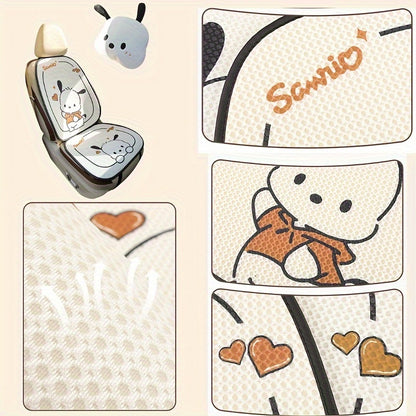 11pc [Sanrio Authorized] Pacha Dog Summer Car Seat Cushion, Car Breathable And Anti-slip Seat Cushion, Cartoon Seat Cover, Car Accessories