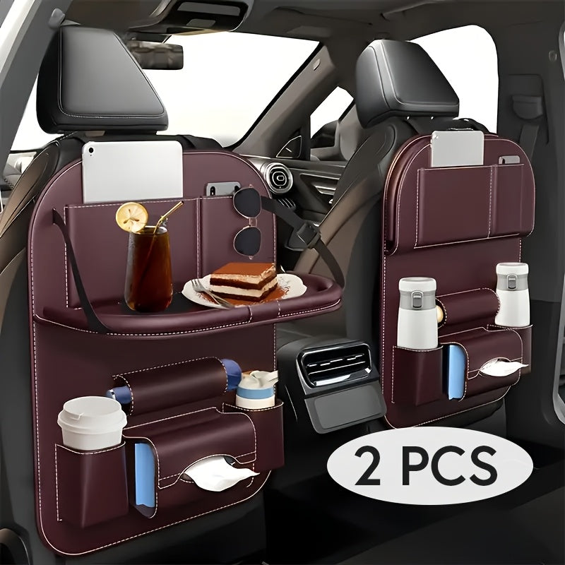 [Deluxe Car Organizer Kit] Premium Quality Deluxe Car Back Seat Organizer Kit | Foldable Dining Table, Kick Mats, Cup Holder, Tissue Box, Laptop Tray, Car Eating Tray & Umbrella Holder - Easy Install, Space-Saving for Family