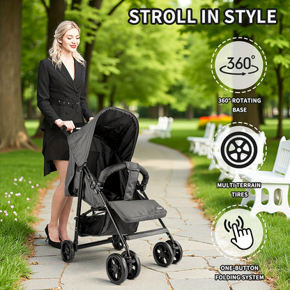 2-In-1 Stroller - Baby Products, Lightweight Folding Stroller for Easy Traveling, with Extra Large Sun Canopy, Extra Large Storage Space, Ergonomic Handlebar | Newborn Essentials, Specialized Stroller, Great for Outdoor Trave