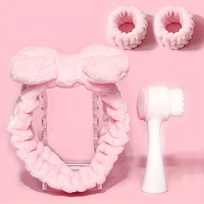 4pcs/set Face Skin Care & Beauty Tool Face Cleaning Brush Spa Headband Face Wash Wristband For Women Makeup Prevent Liquids From Spilling