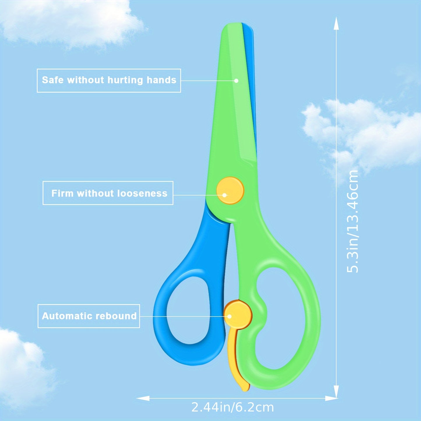 6pcs/2pcs/1pc Cute Colorful Labor-saving Safety Scissors For Students DIY Paper Cutting, School Stationery