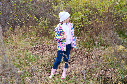 Vibrant Gradient Rain Jacket for Kids - Waterproof, Lightweight, Fleece Lined, Hooded, Windbreaker Coat with Removable Hood for Girls - Perfect for Outdoor Play and School Days