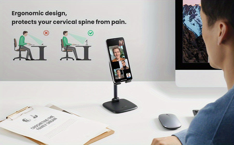 UGREEN Phone Stand For Desk Adjustable Phone Holder For IPhone 14 13 Pro Max 12 11 XR XS 8 SE, Galaxy S23