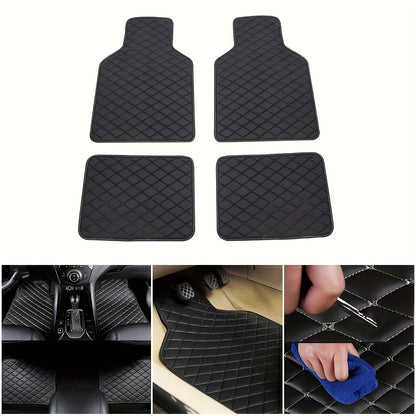 4pcs Universal Waterproof Car Floor Mats - Front & Rear - PU Leather Car Carpet Accessories - Interior Upgrade Car Accessories