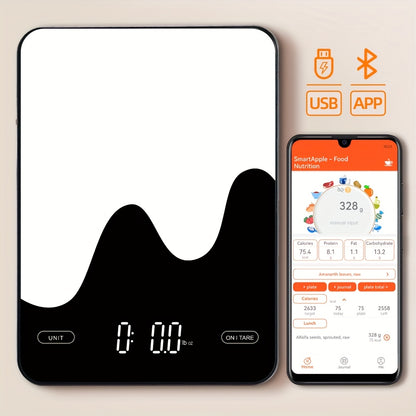 1pc Smart Digital Food Scale with Nutritional Calculator - USB Rechargeable, Grams & Ounces, Ideal for Weight Loss, Keto, Macro, Calorie Tracking, Baking & Meal Prep, 0.1oz/22lb, Diet Management Tool | Modern Kitchen Scale |