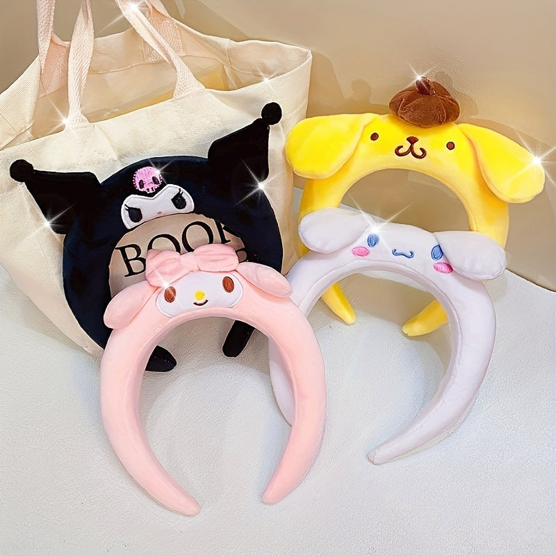 1pc Lovely Cartoon Character Decorative Head Band Cute Plush Non Slip Hair Hoop Suitable For Face Washing Skin Care Make Up