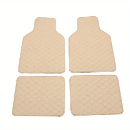 4pcs Universal Waterproof Car Floor Mats - Front & Rear - PU Leather Car Carpet Accessories - Interior Upgrade Car Accessories