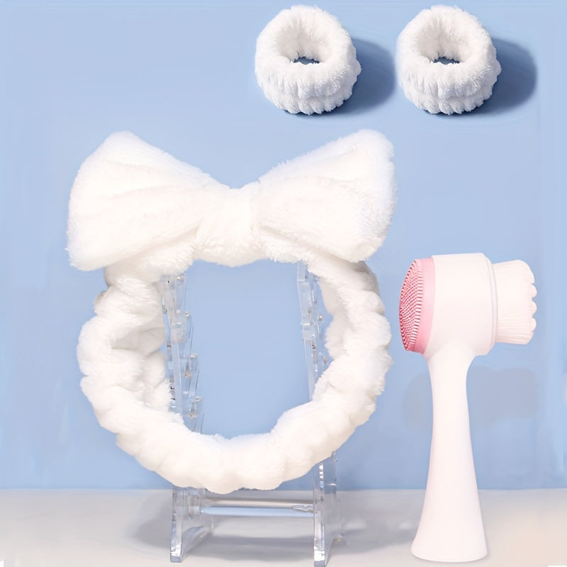 4pcs/set Face Skin Care & Beauty Tool Face Cleaning Brush Spa Headband Face Wash Wristband For Women Makeup Prevent Liquids From Spilling