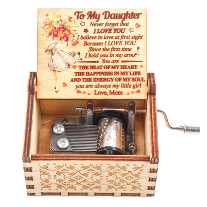 1PC Engraved Wooden Musical Box - Personalized Mom to Daughter Gift - Colorful, Laser-Crafted Art with You Are My Sunshine Tune - Perfect for Birthday, Mothers Day, Thanksgiving