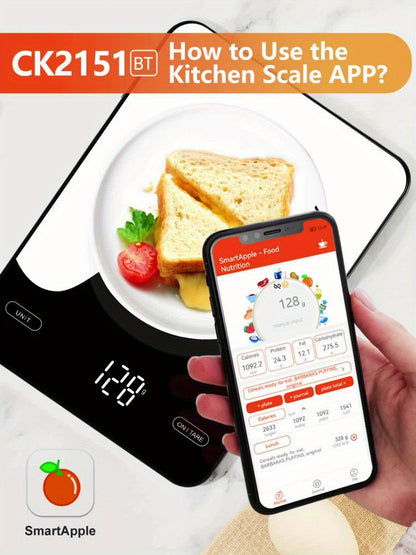 1pc Smart Digital Food Scale with Nutritional Calculator - USB Rechargeable, Grams & Ounces, Ideal for Weight Loss, Keto, Macro, Calorie Tracking, Baking & Meal Prep, 0.1oz/22lb, Diet Management Tool | Modern Kitchen Scale |