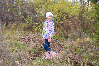 Vibrant Gradient Rain Jacket for Kids - Waterproof, Lightweight, Fleece Lined, Hooded, Windbreaker Coat with Removable Hood for Girls - Perfect for Outdoor Play and School Days