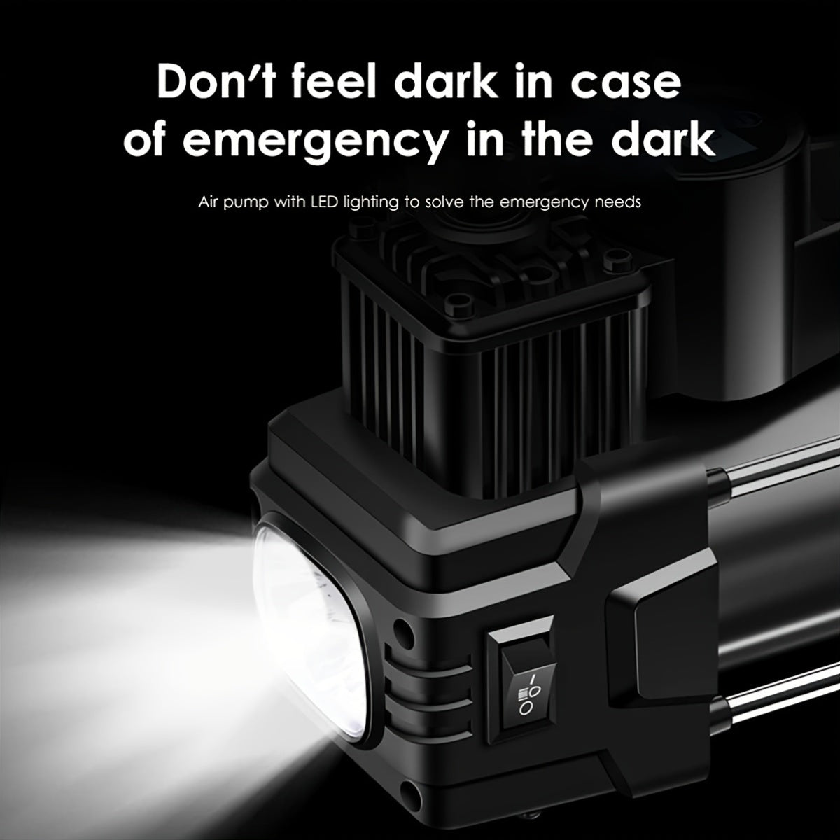 12V 150 PSI Air Compressor Tire Inflator Portable Powerful Dual Cylinder Air Pump, Used For Car Tires, Car Accessories, Automatic Tire Pump, With LED Digital Pressure Gauge, LED Light, Suitable For SUV, Truck, Car, Bicycle, B