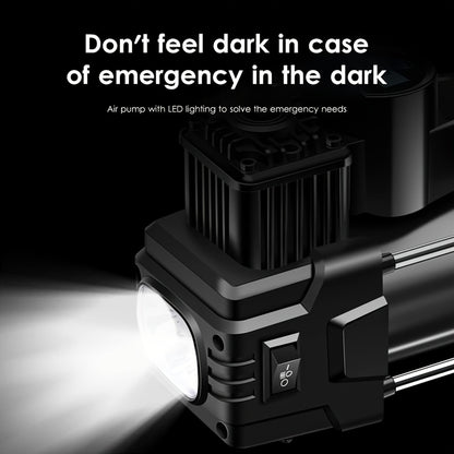 12V 150 PSI Air Compressor Tire Inflator Portable Powerful Dual Cylinder Air Pump, Used For Car Tires, Car Accessories, Automatic Tire Pump, With LED Digital Pressure Gauge, LED Light, Suitable For SUV, Truck, Car, Bicycle, B