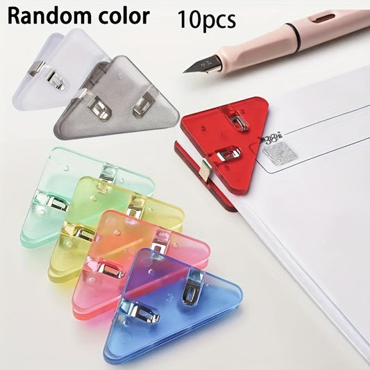Metal Triangle File Edge Clip - 10PCS Multiple Colour - Firm Office School Supplies