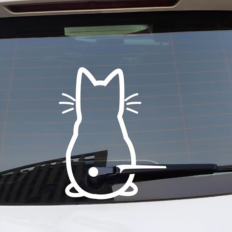 Adorable Cat Rice Rain Scraper Personality Stickers Decorate Home Toilet Doors And Windows Indoor And Outdoor Electric Vehicles RV Funny Refrigerator Stickers Car Stickers