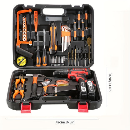 [Cordless Power Drill] 128Pcs 36V Cordless Power Drill Set, Electric Drill Set with 2 Battery - Household Tools Set, Cordless Impact Wrench, Hand Tool Set Kit, Ratcheting Screwdriver Set, Cordless Electric Screwdriver Kit, Ea