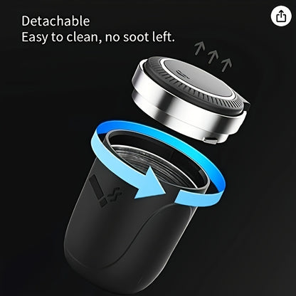 [LED Car Ashtray Set] Automatic Guide Rail LED Car Ashtray Set (1pc Ashtray + 1pc Brush) - Detachable Cleaning Brush, Compact Design, Easy to Install, Car Accessories | Ashtray for Car | Ash Tray for Car