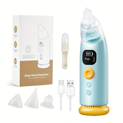 Nasal Aspirator for Baby, Baby Nose Sucker Pro with 3 Soft Silicone Tips, Adjustable Suction, Electric Nose Suction for Baby, Built-in Music & Light Soothing